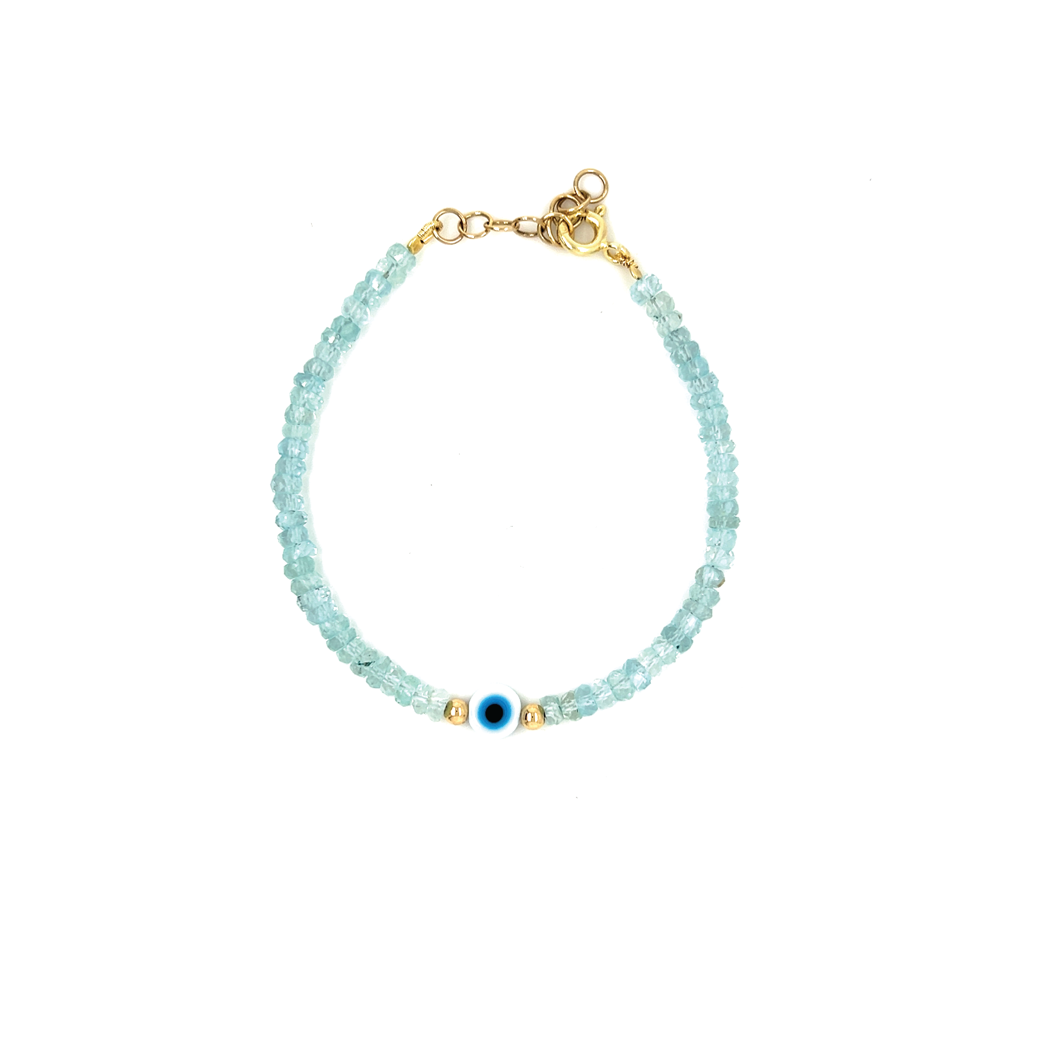Aquamarine Evil Eye Strand Bracelet