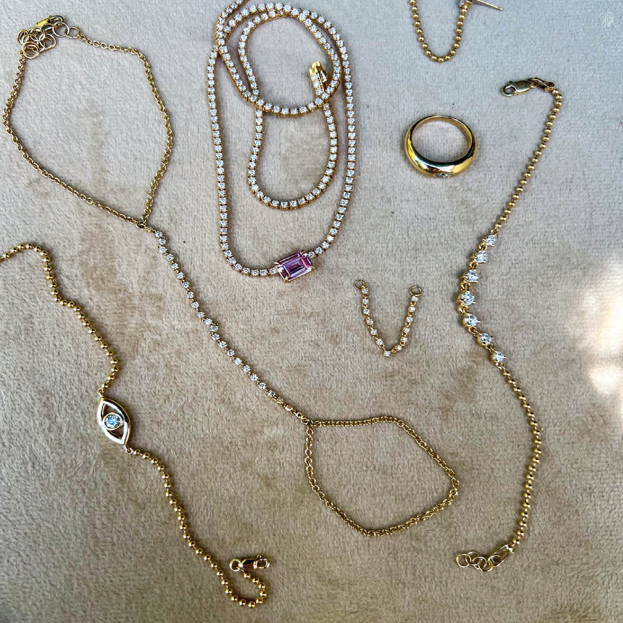 Diamond Evil Eye Ball Chain Bracelet