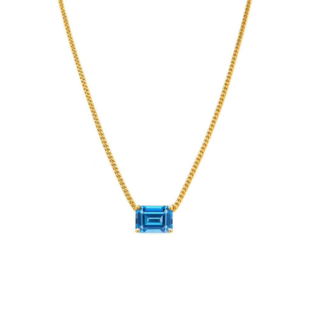Blue Topaz Curb Chain Necklace