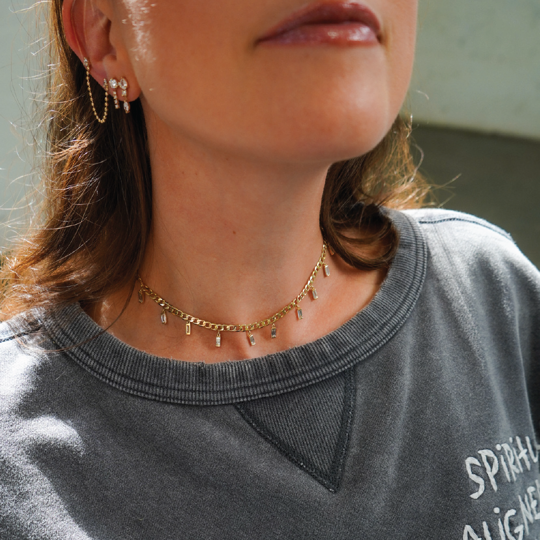 Diamond Baguette Fringe Necklace