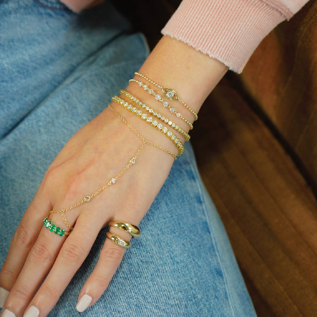 Chunky Oval Emerald Half Ring_