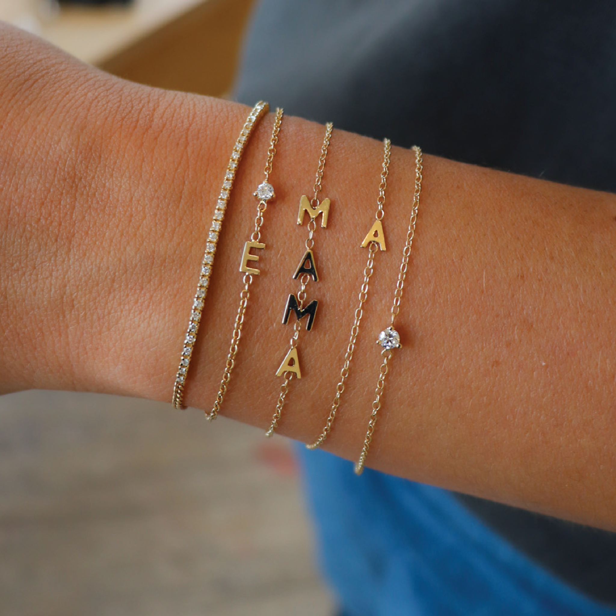 Mini Initial & Diamond Bracelet
