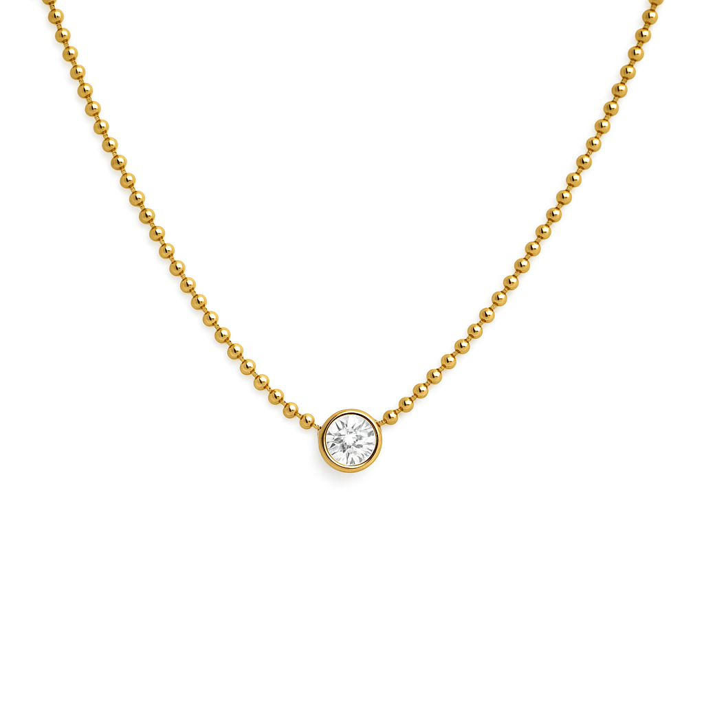 Round Diamond Bezel Ball Chain Necklace