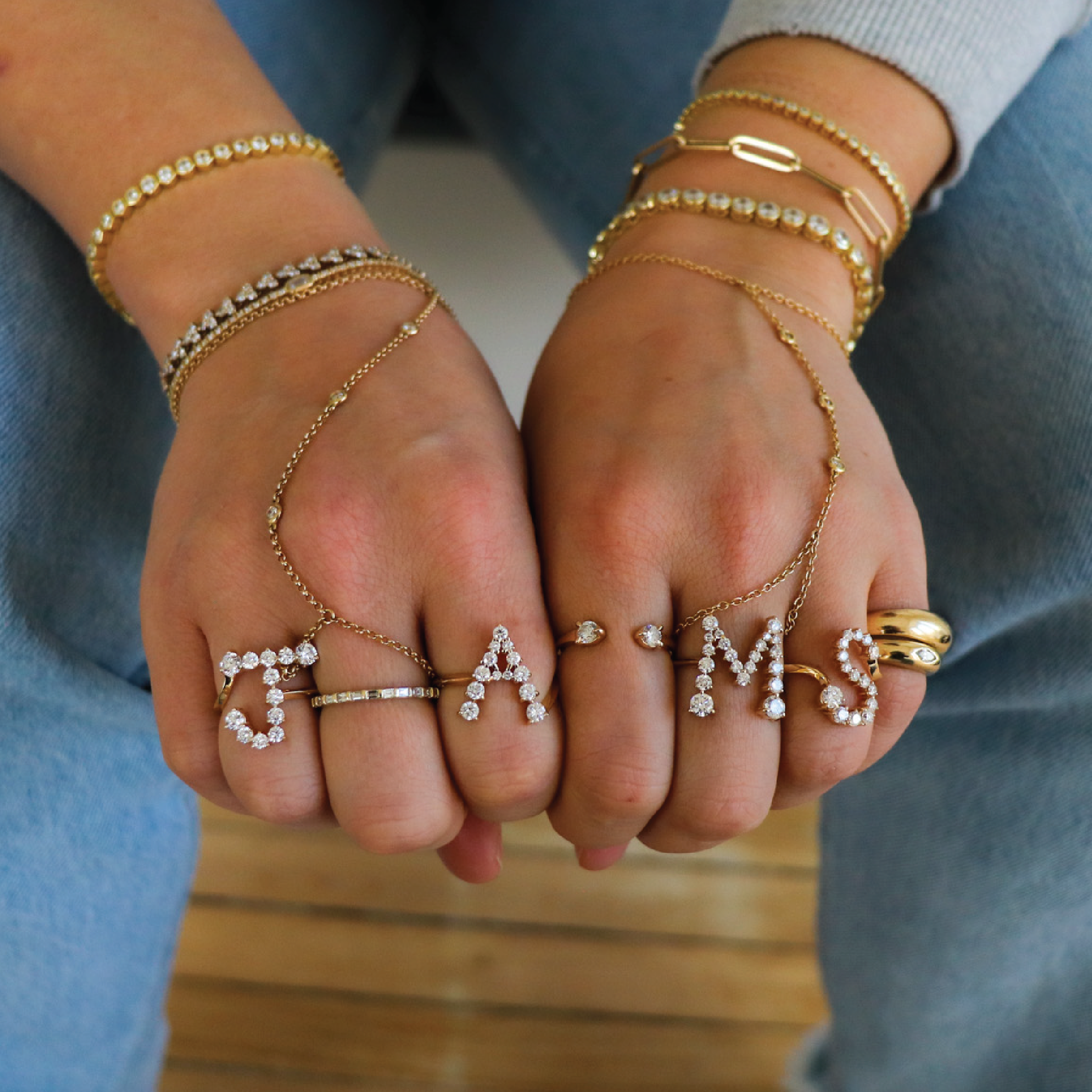 "J" Jumbo Diamond Letter Ring