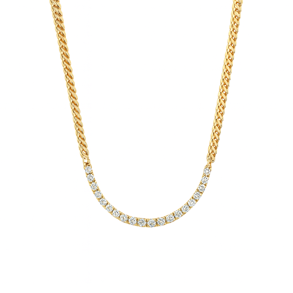 Diamond Line Curb Chain Necklace