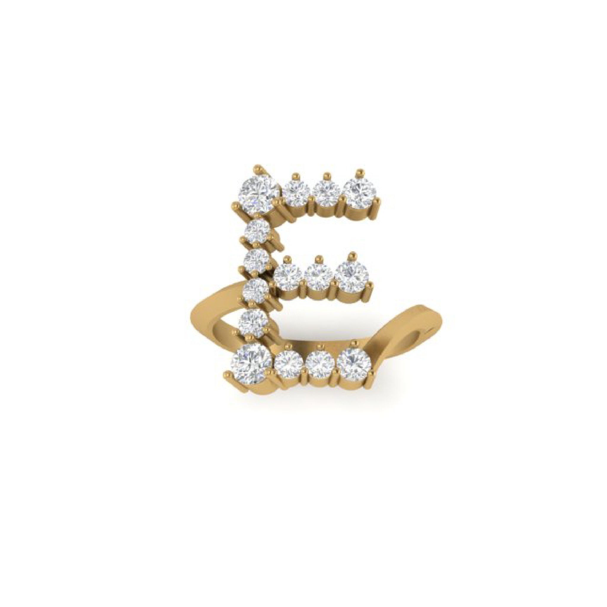 "E" Jumbo Diamond Letter Ring