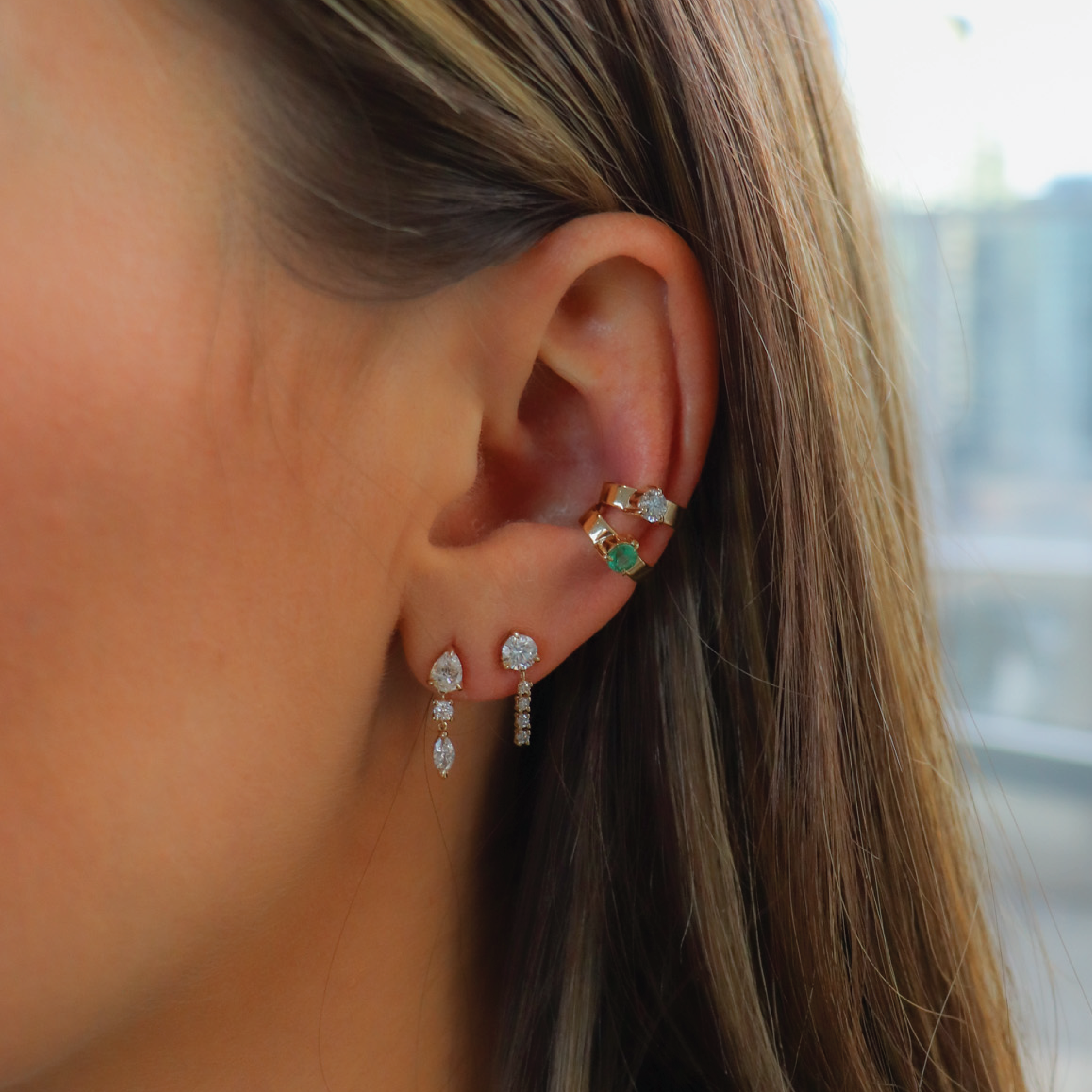 Chunky Emerald Ear Cuff