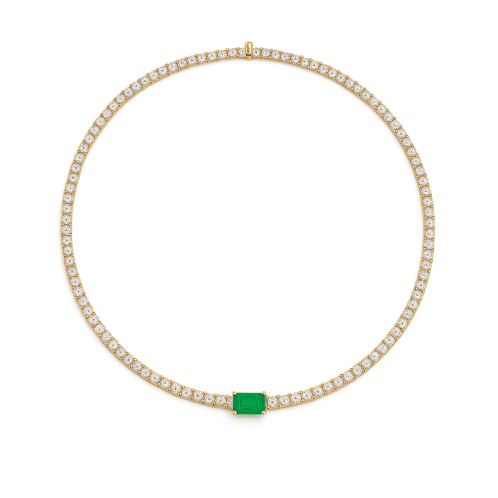 Emerald Center Tennis Necklace