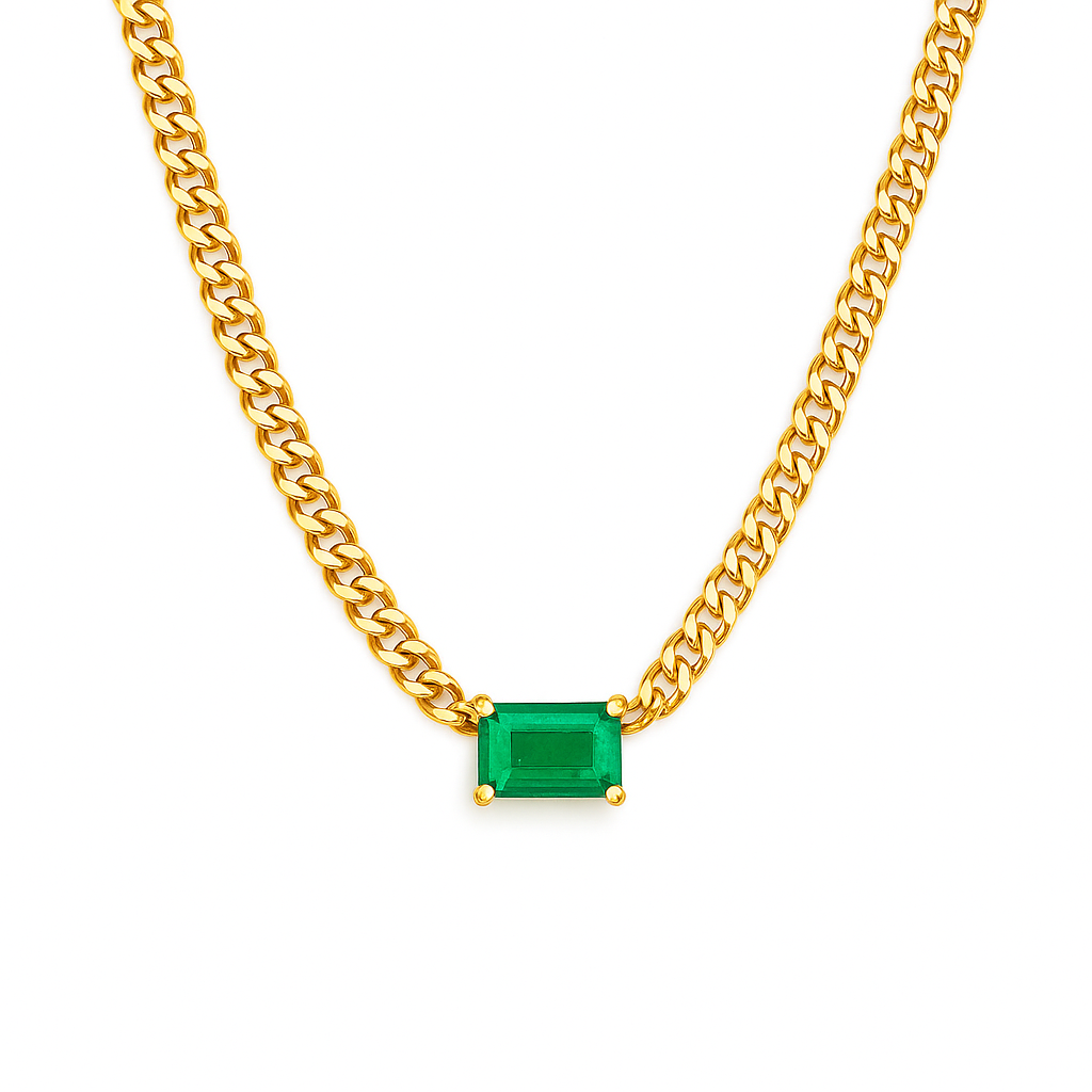 Emerald Curb Chain Necklace