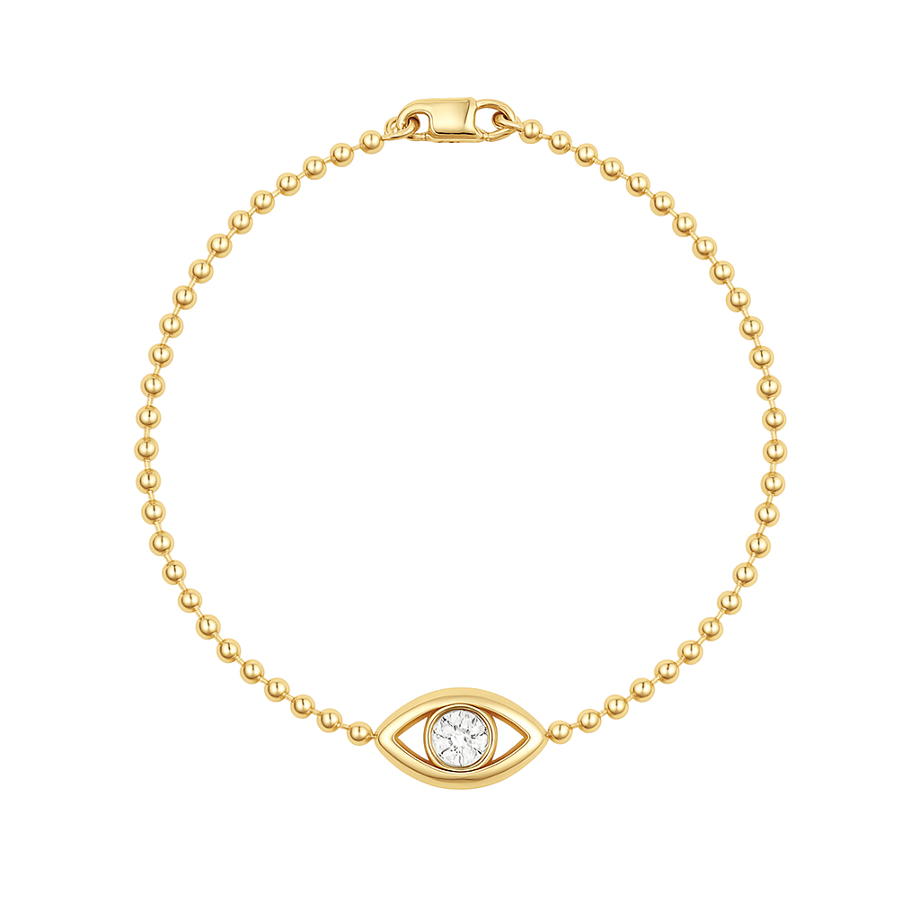Diamond Evil Eye Ball Chain Bracelet