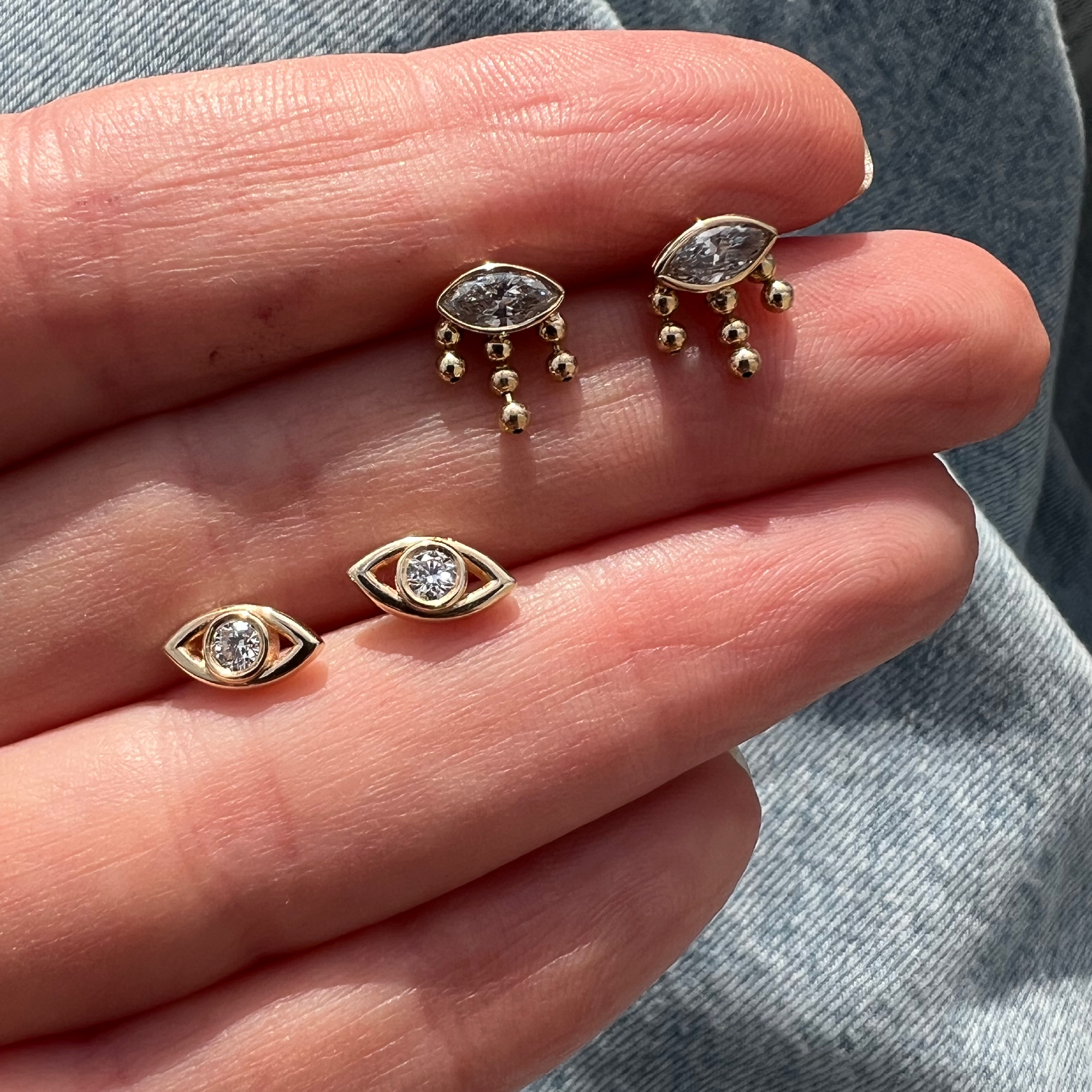Marquise Bezel Drop Studs