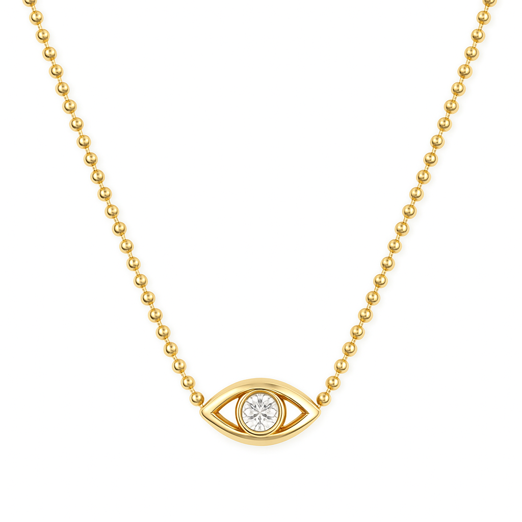 Diamond Evil Eye Ball Chain Necklace