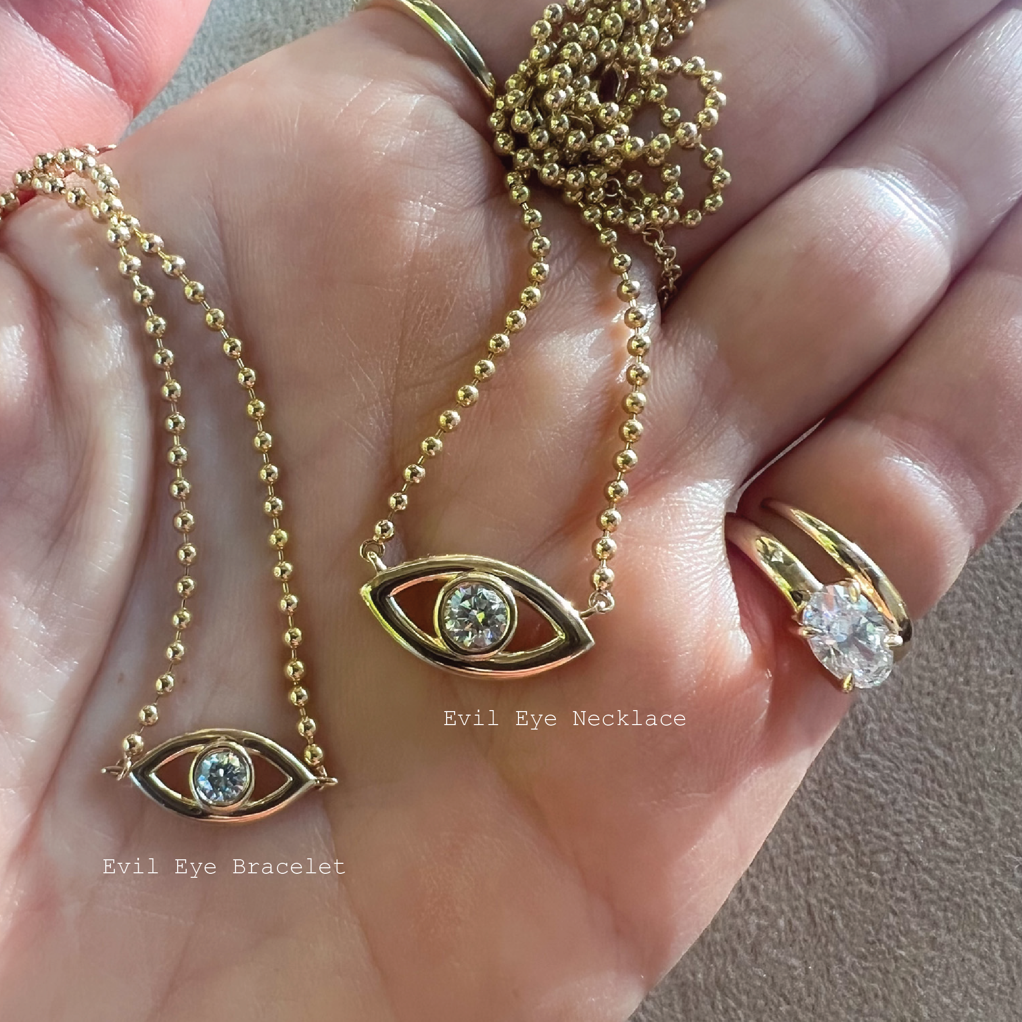 Diamond Evil Eye Ball Chain Necklace
