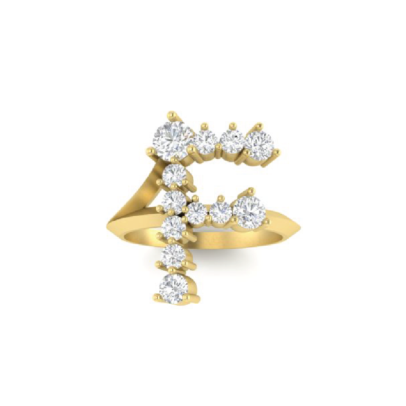 "F" Jumbo Diamond Letter Ring