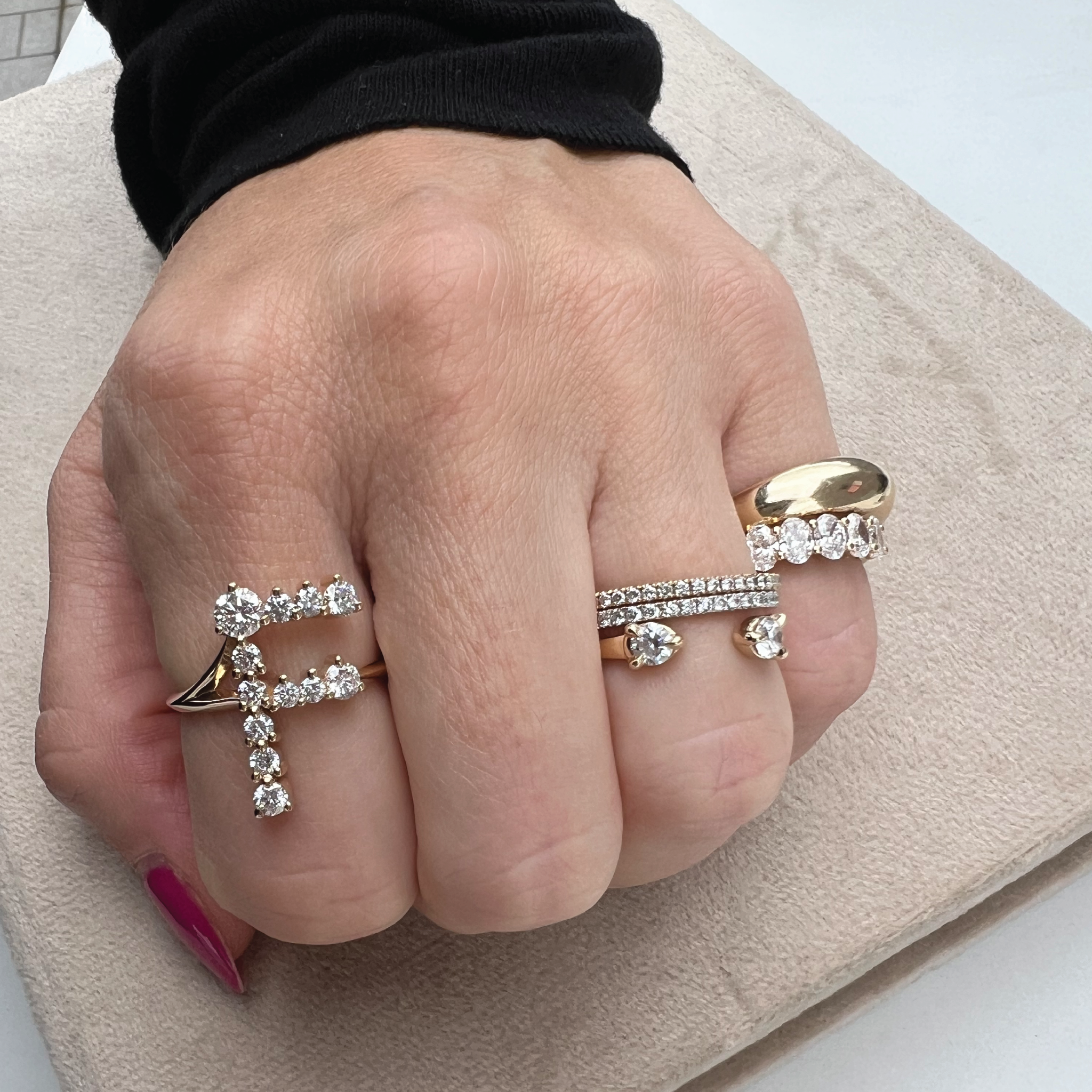 "F" Jumbo Diamond Letter Ring