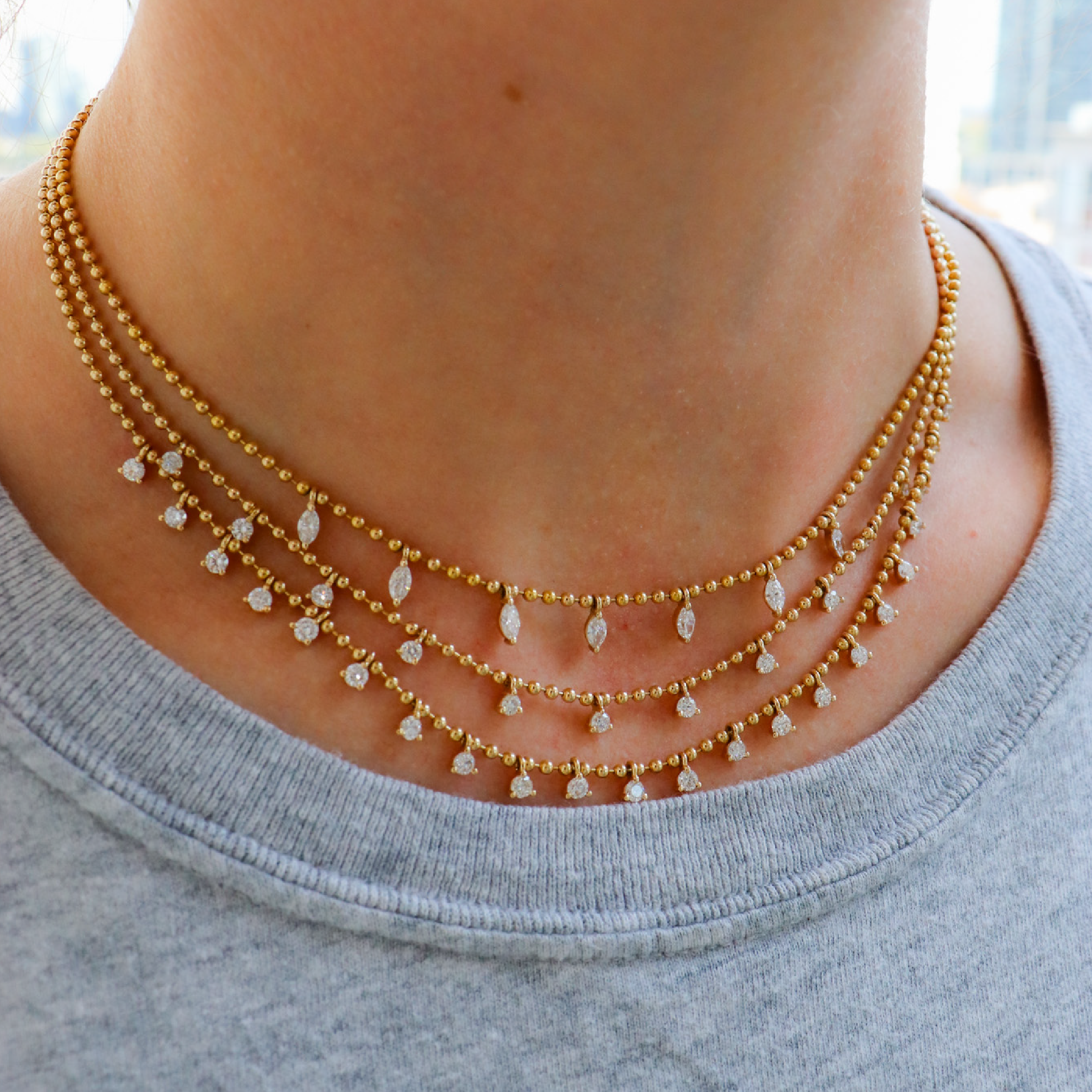 Diamond Marquise Fringe Drop Necklace