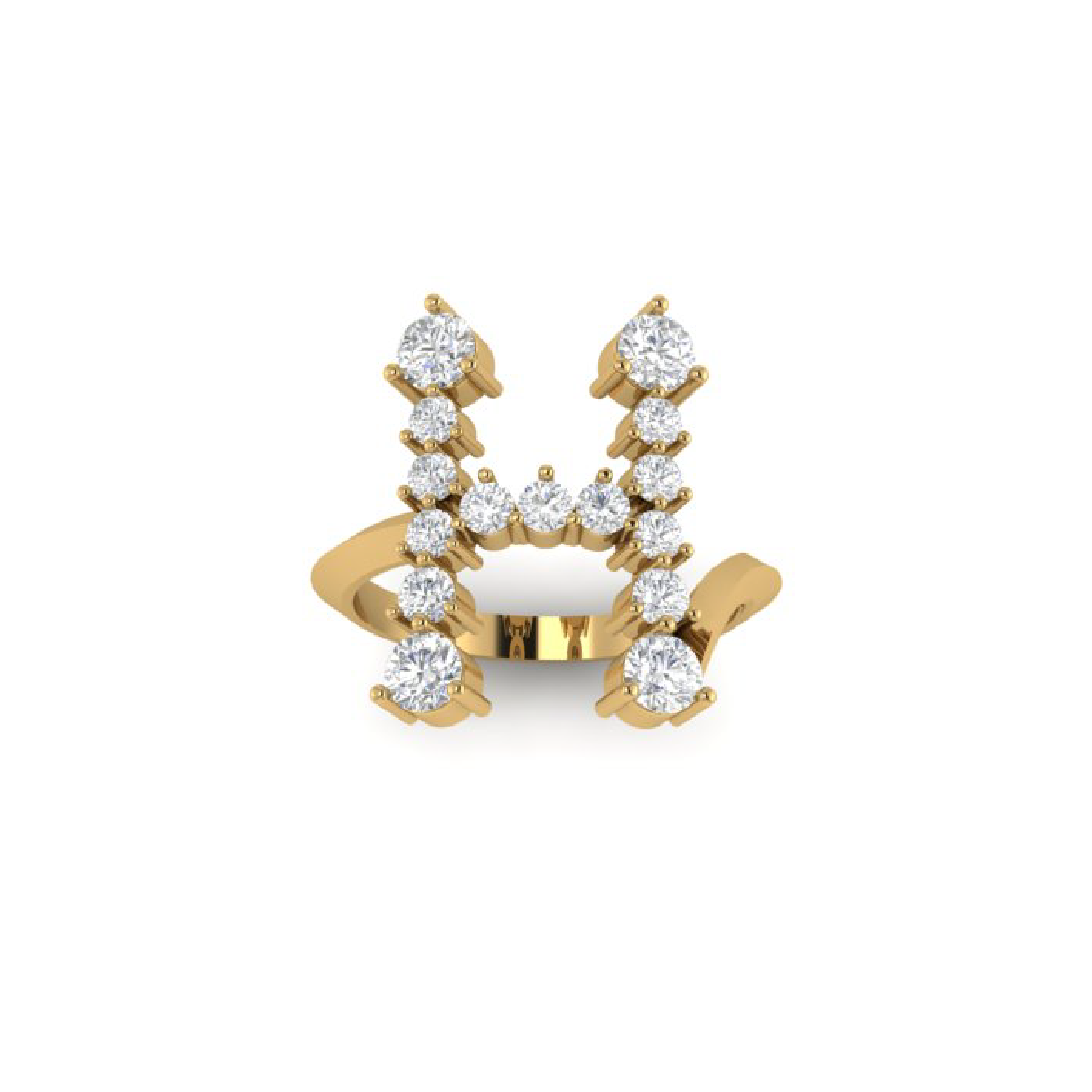 "H" Jumbo Diamond Letter Ring