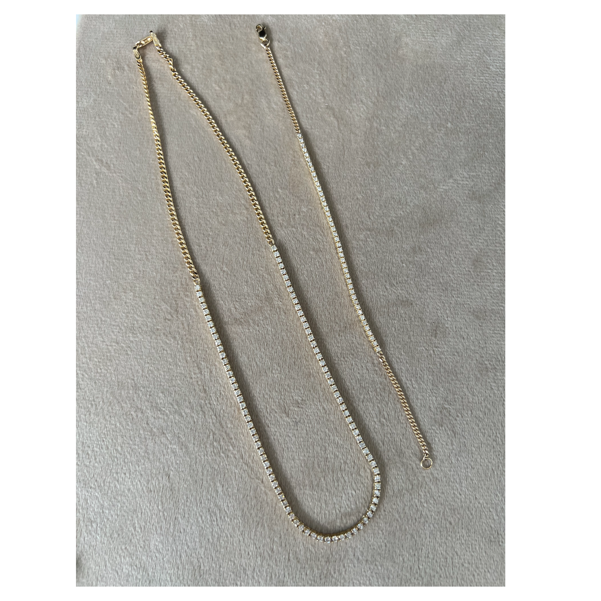 Half Curb Chain Whisper Tennis Bracelet
