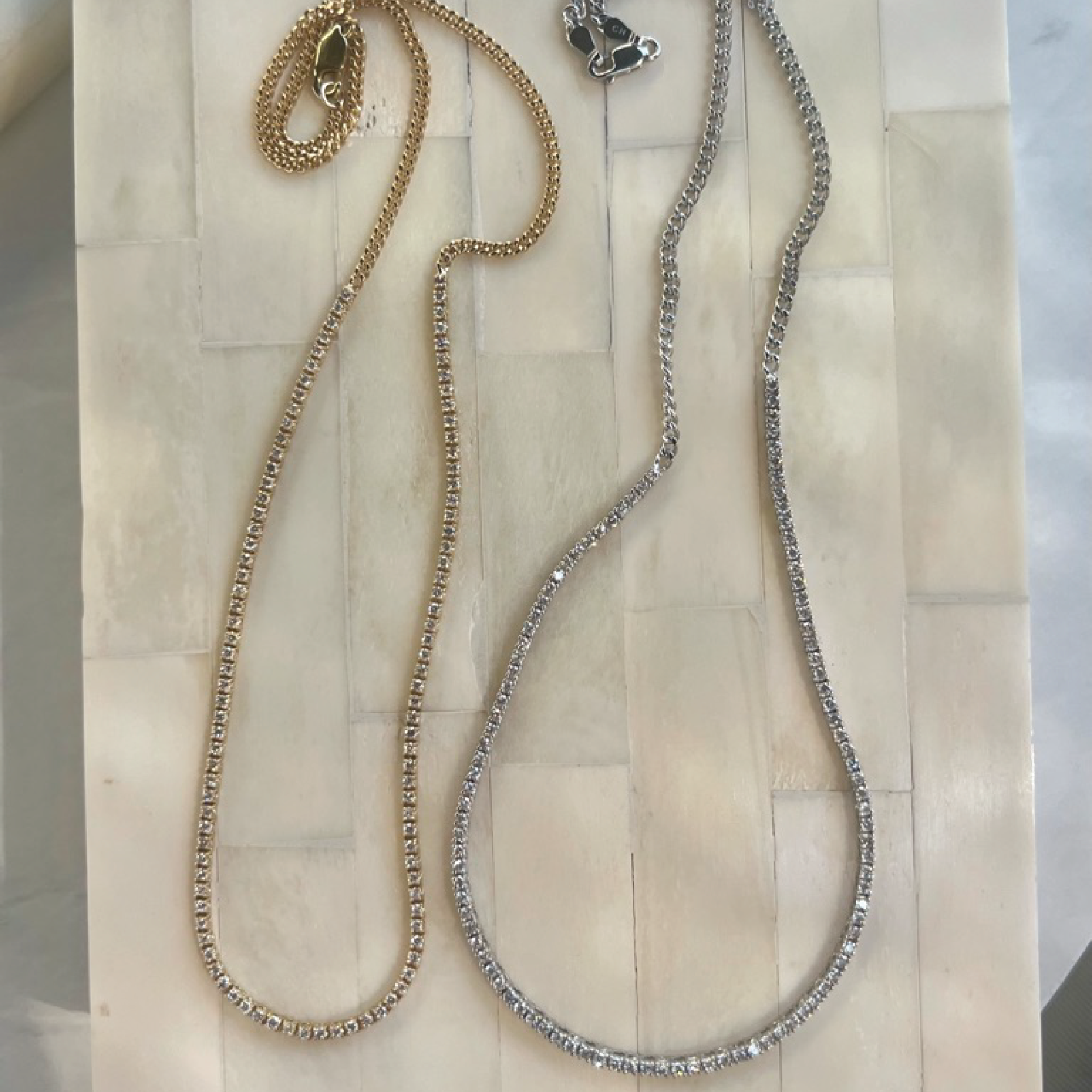 Half Curb Chain Tennis Necklace