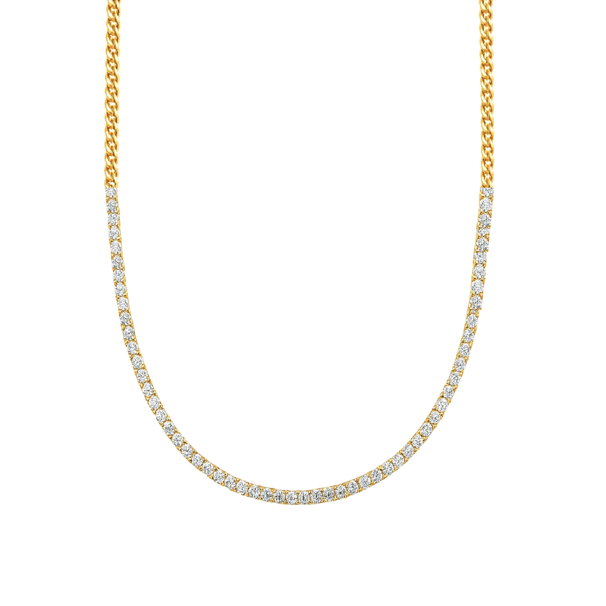 Half Curb Chain Tennis Necklace