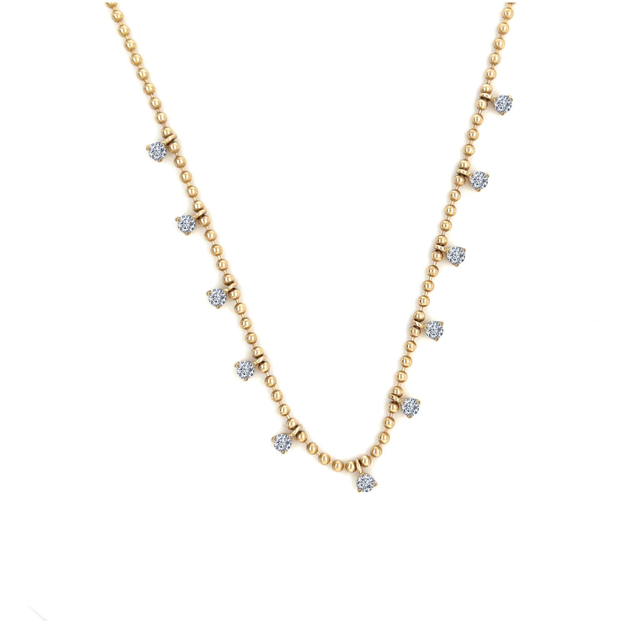 Diamond Fringe Ball Necklace - Half Drop