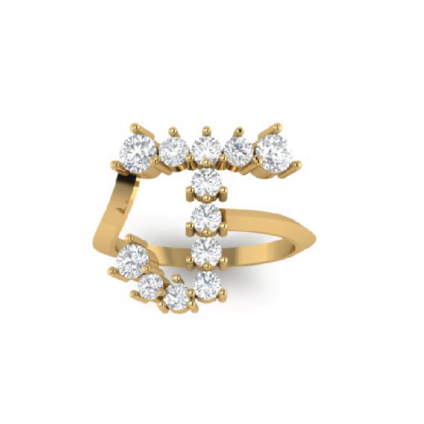 "J" Jumbo Diamond Letter Ring