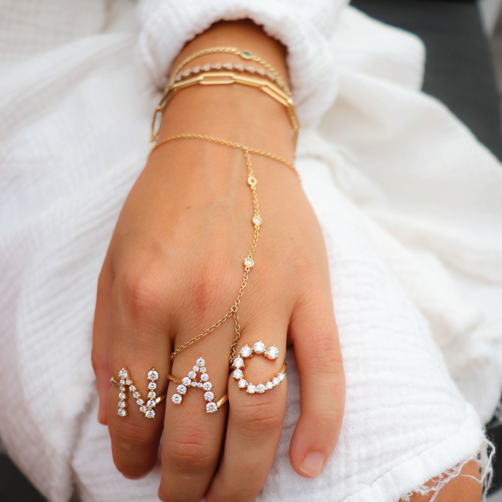 "D" Jumbo Diamond Letter Ring