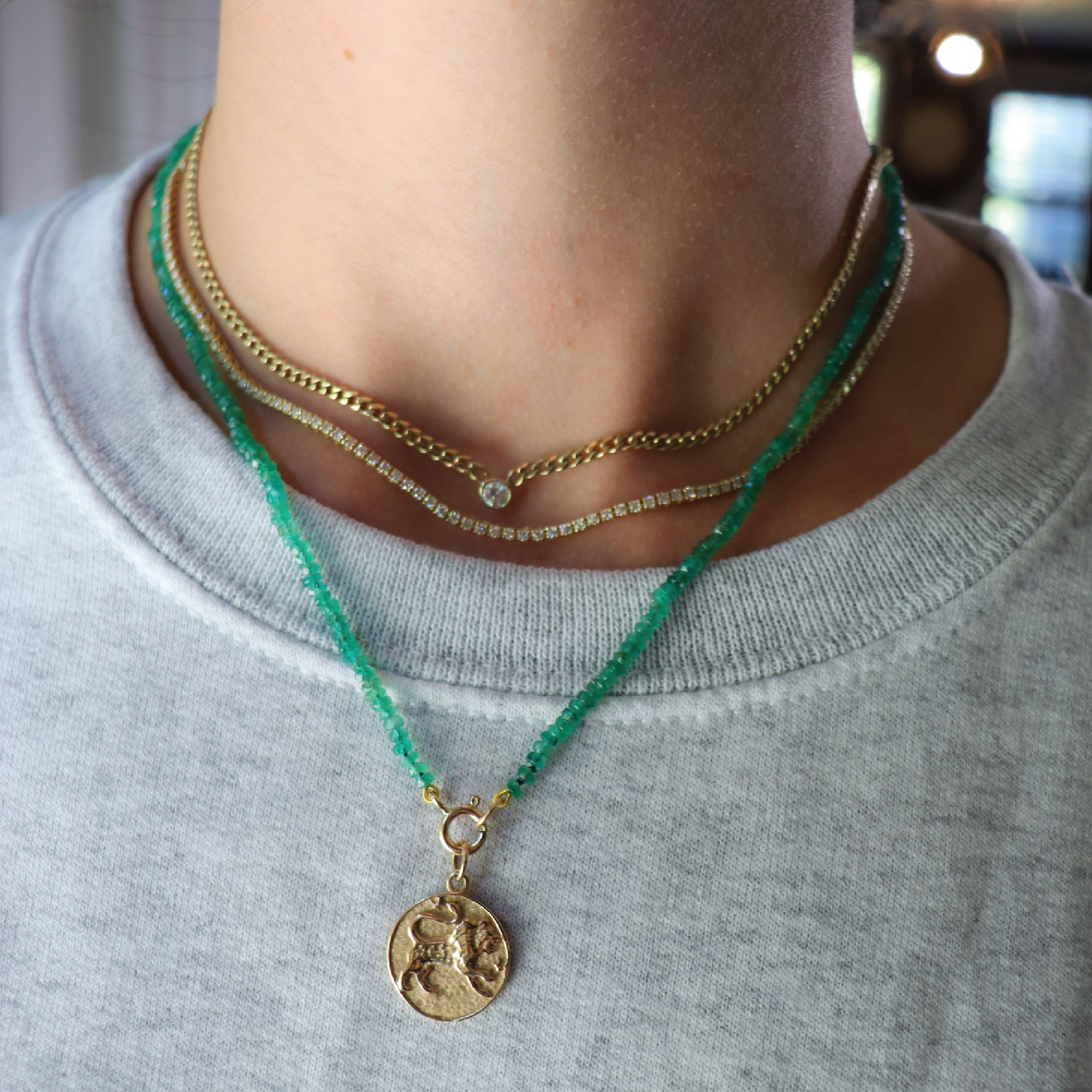 Half Curb Chain Tennis Necklace