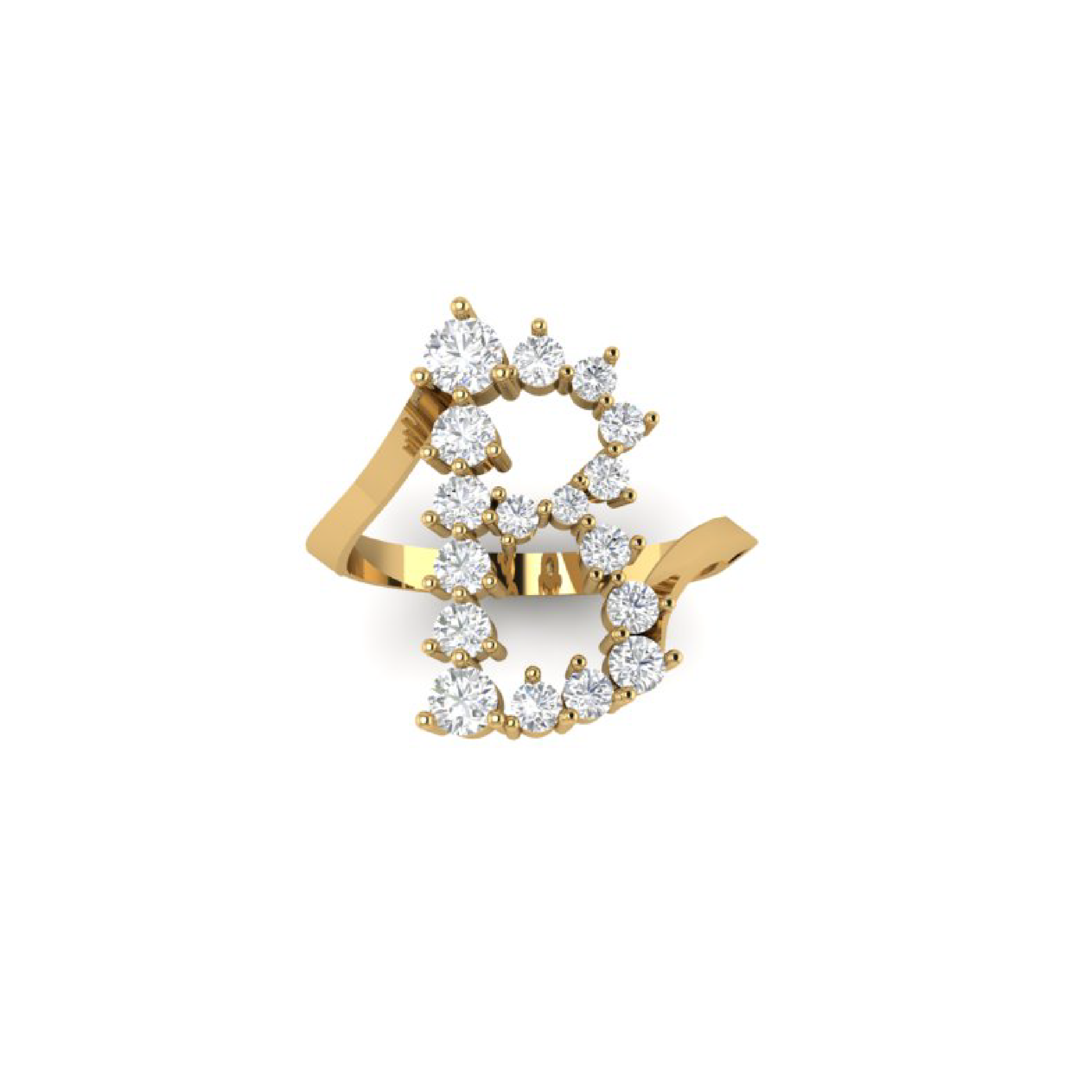 "B" Jumbo Diamond Letter Ring