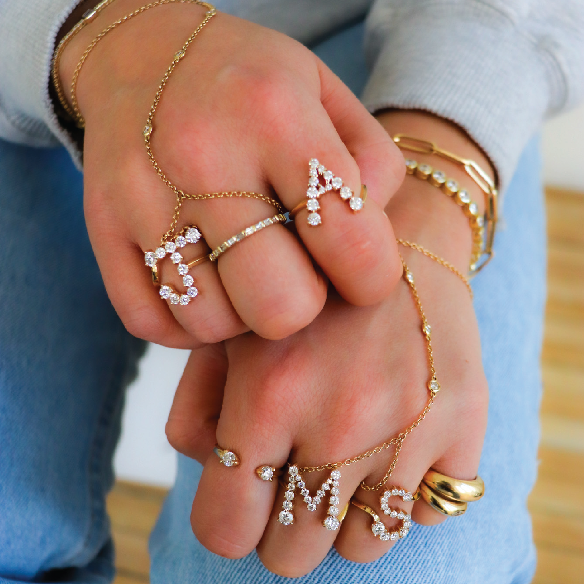 "J" Jumbo Diamond Letter Ring