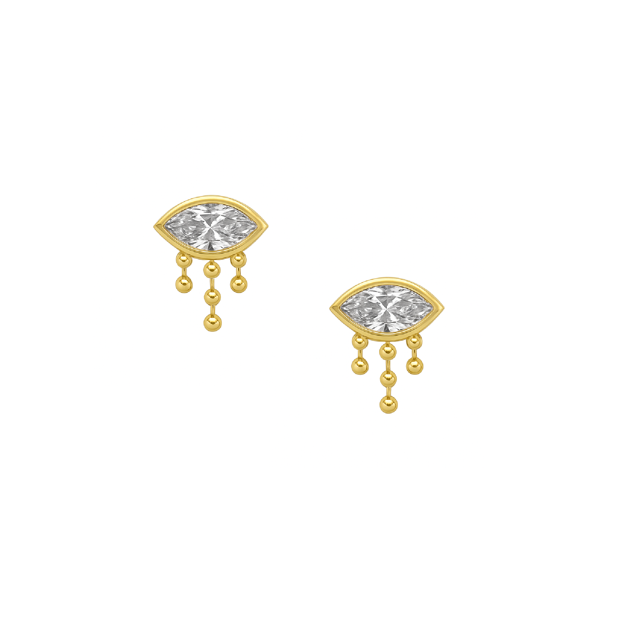 Marquise Bezel Drop Studs