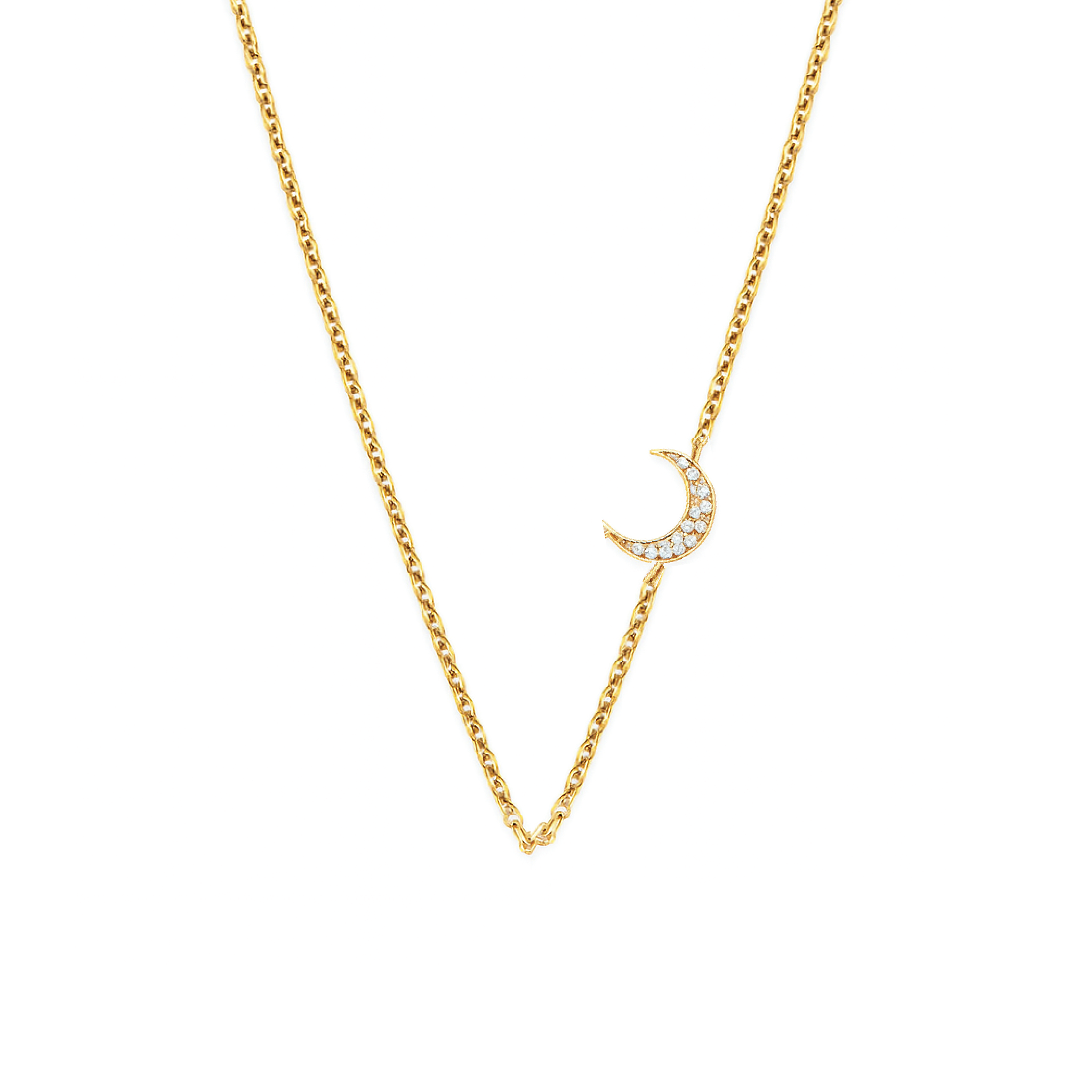 Asymmetrical Pave Moon Necklace