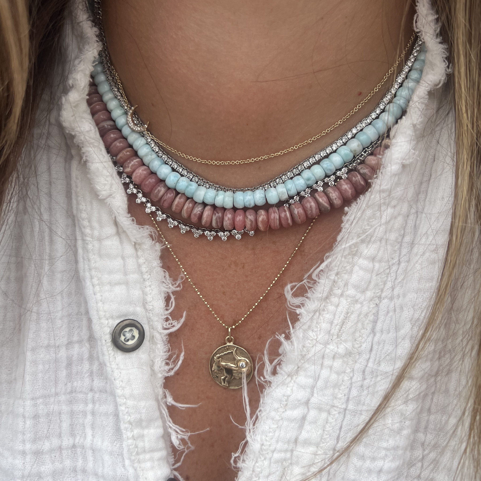 Asymmetrical Pave Moon Necklace