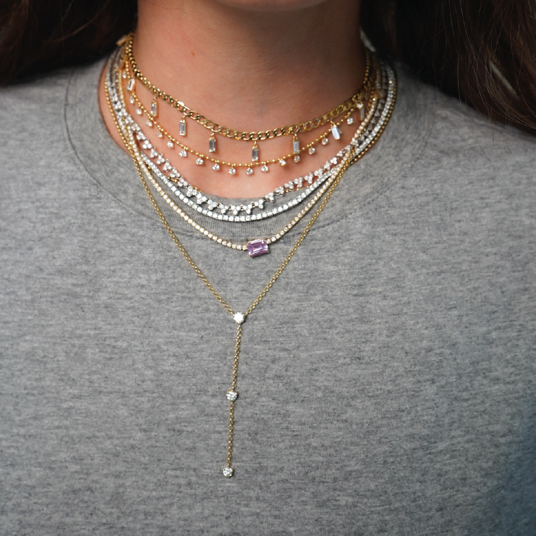 Diamond Baguette Fringe Necklace