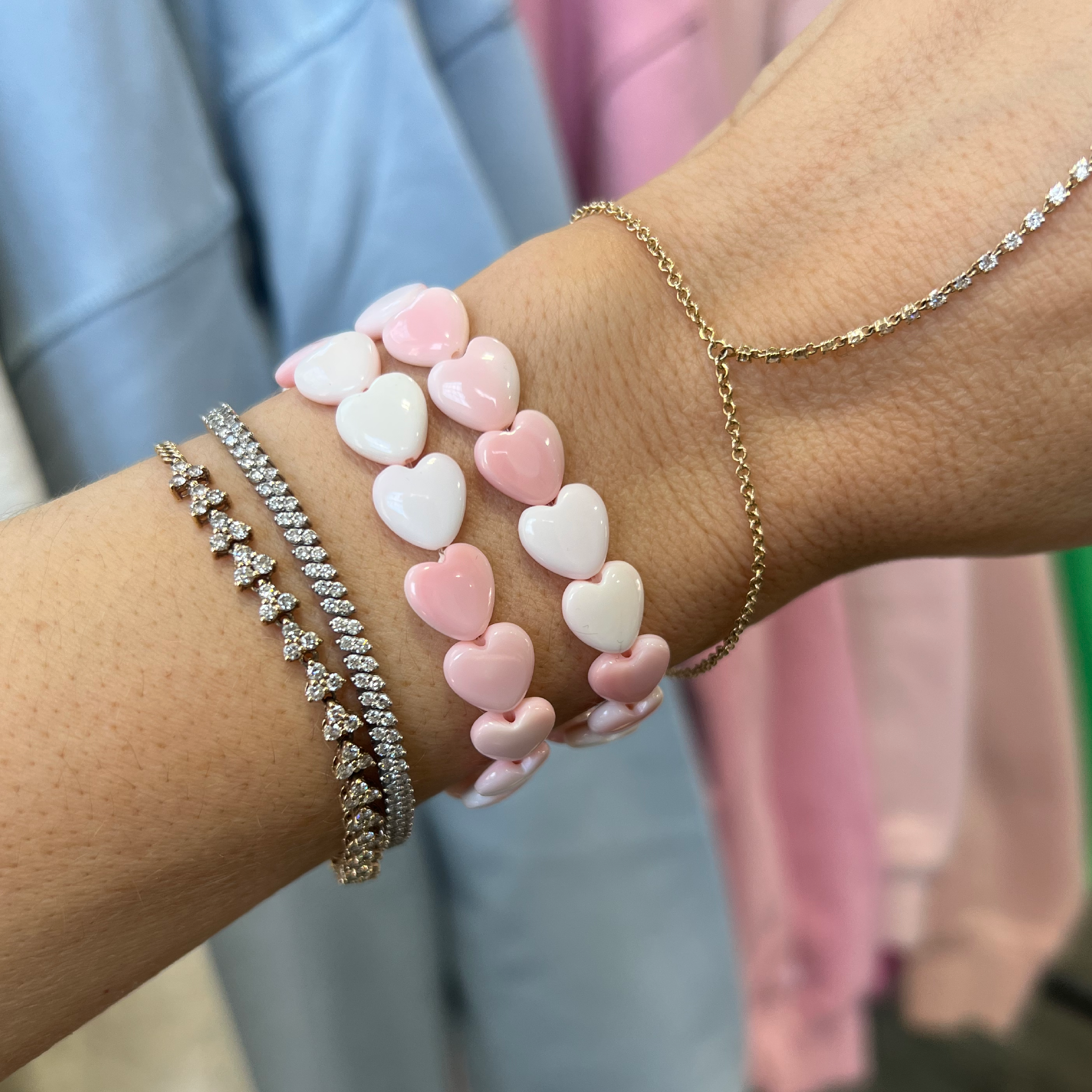 Pink Conch Heart Bracelet