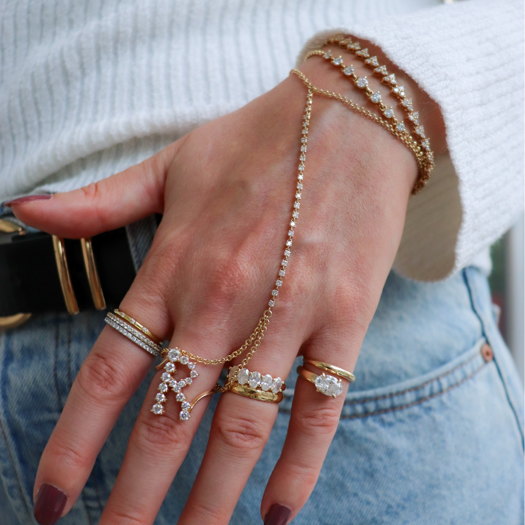 "R" Jumbo Diamond Letter Ring