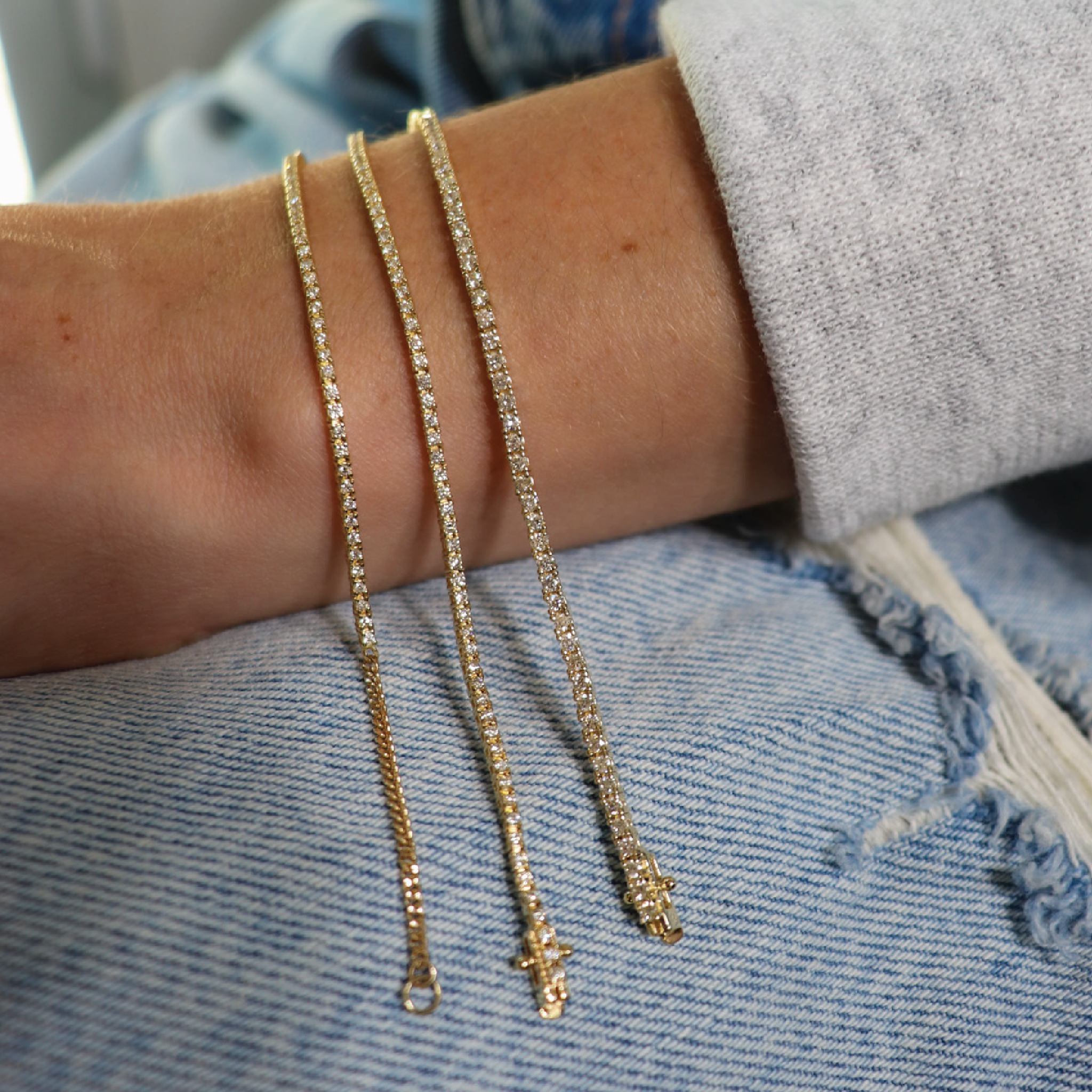 Half Curb Chain Whisper Tennis Bracelet
