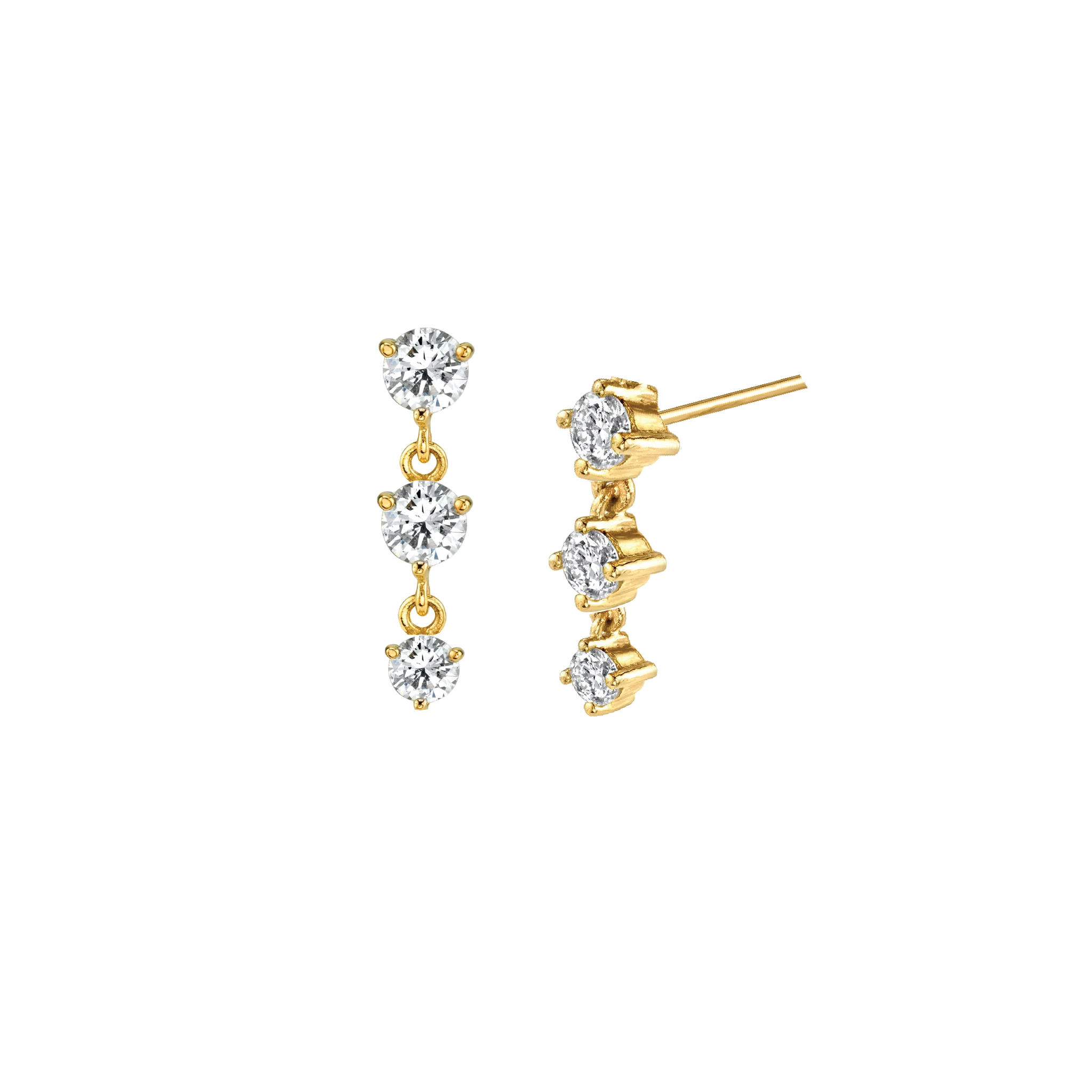 Triple Diamond Drop Studs