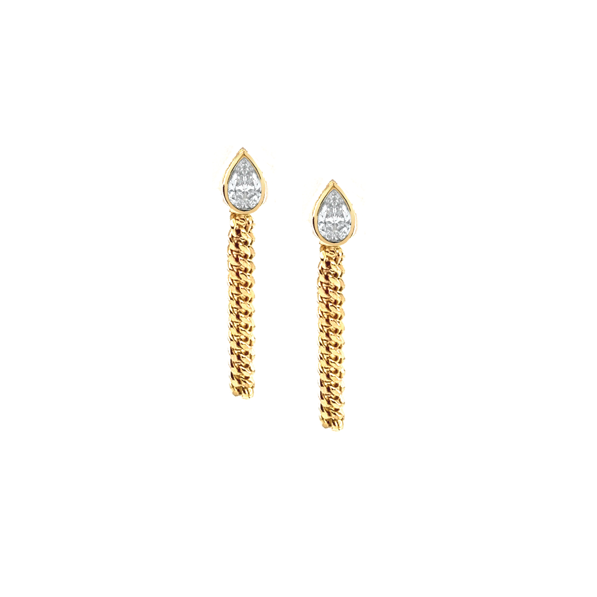Pear Cut Diamond Curb Chain Earring