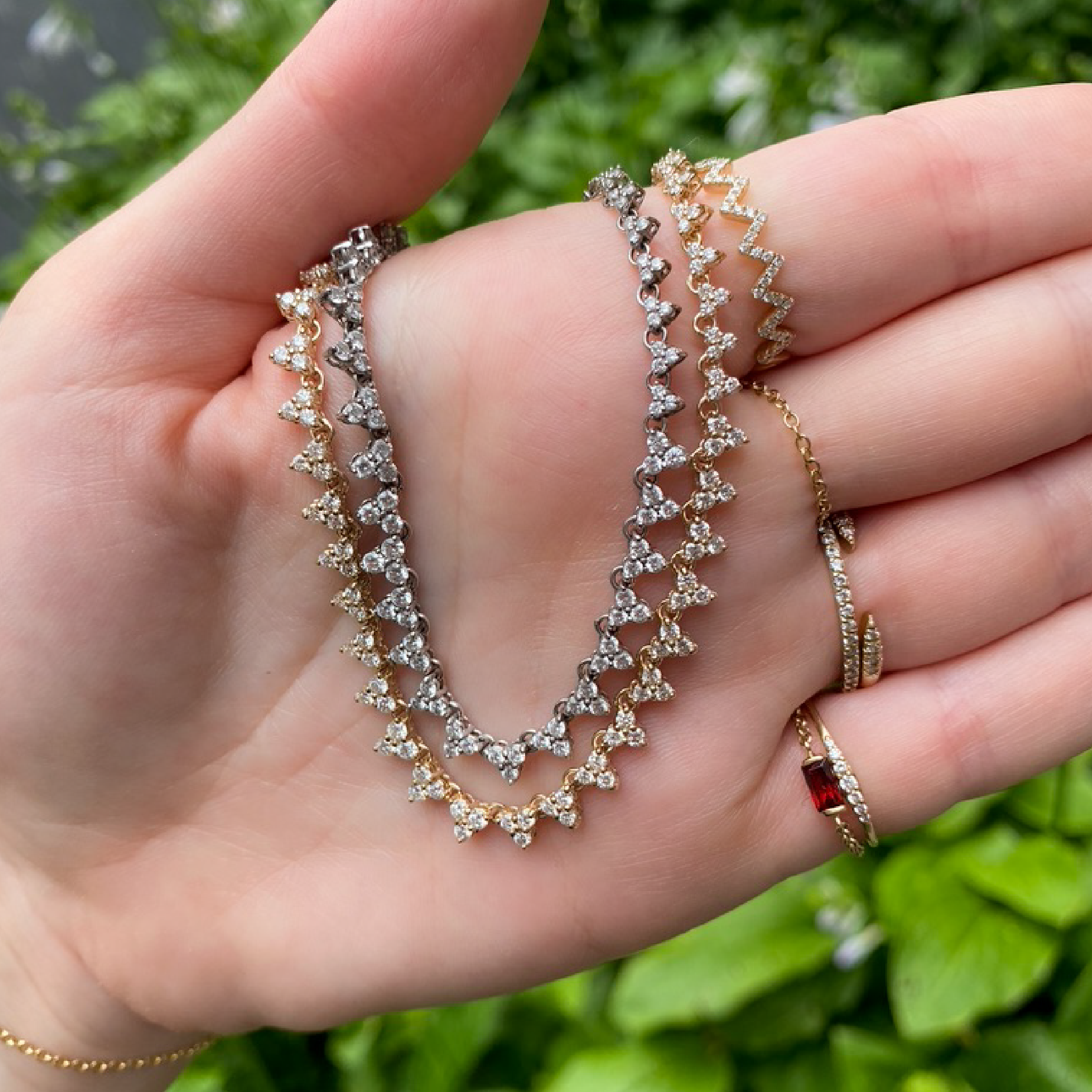 Diamond Trillium Tennis Necklace