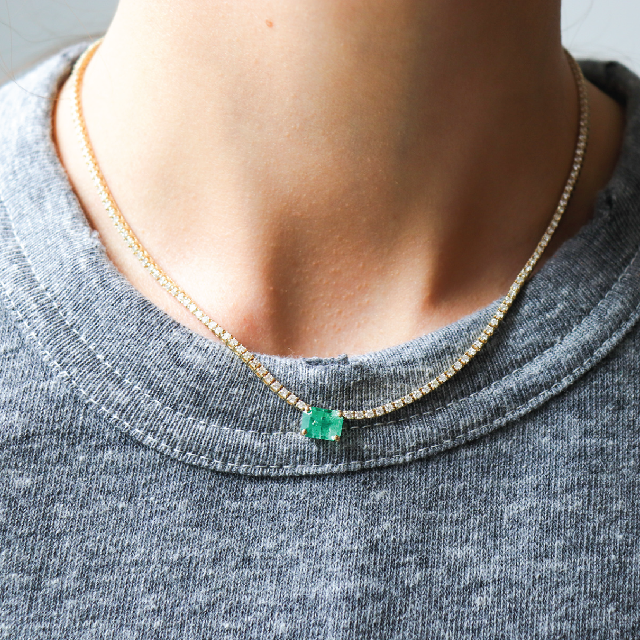 Emerald Center Tennis Necklace