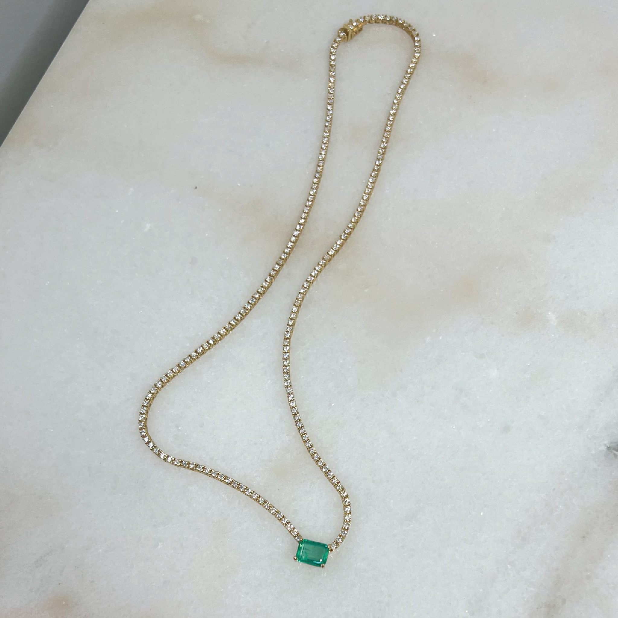 Emerald Center Tennis Necklace