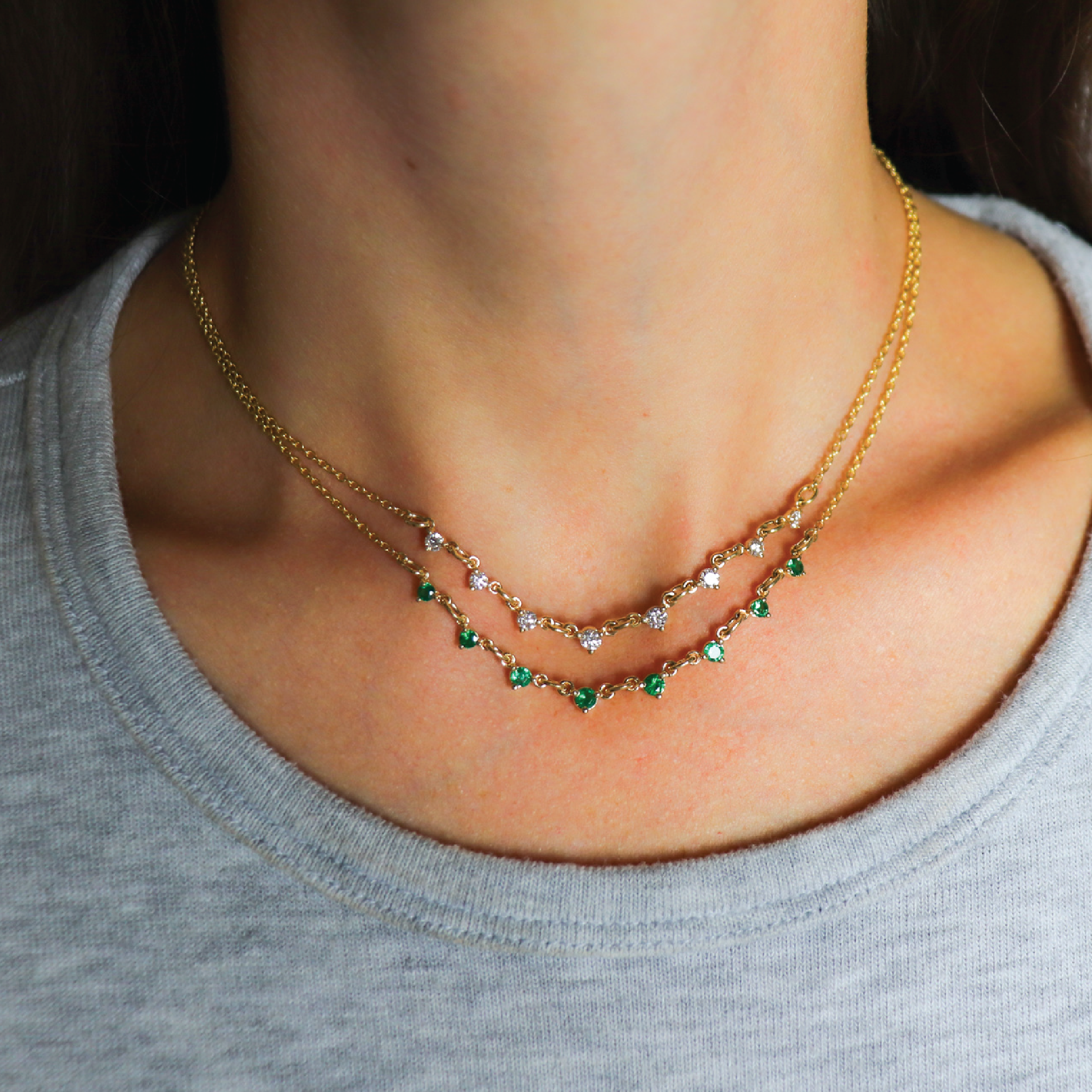 Graduated 3-Prong Diamond Necklace
