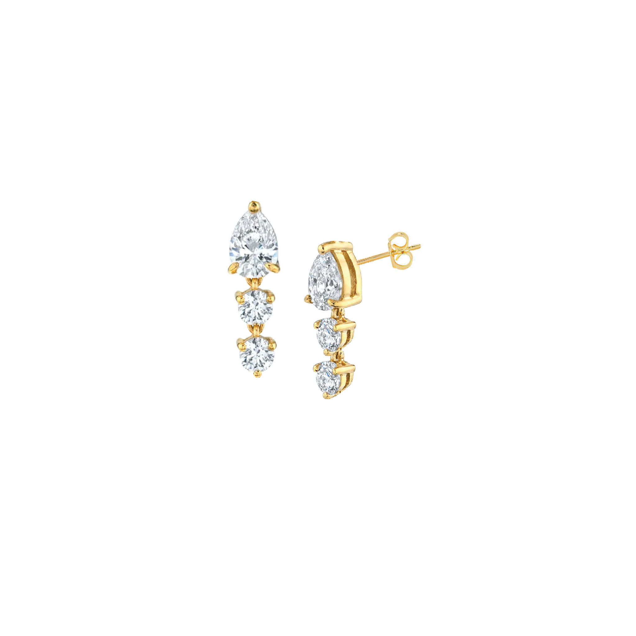 Diamond Pear Double Drop Earring