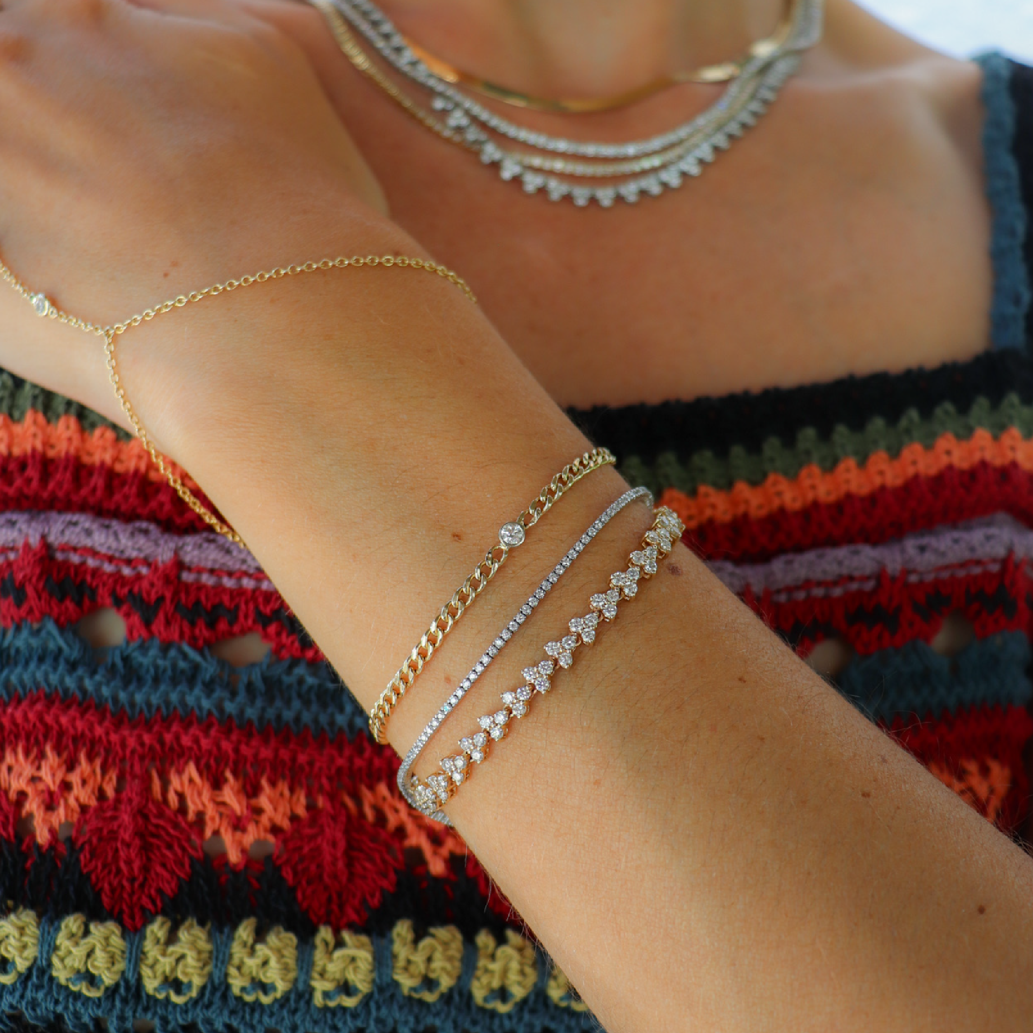 Half Diamond Trillium Tennis Bracelet