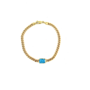Blue Topaz Curb Chain Bracelet