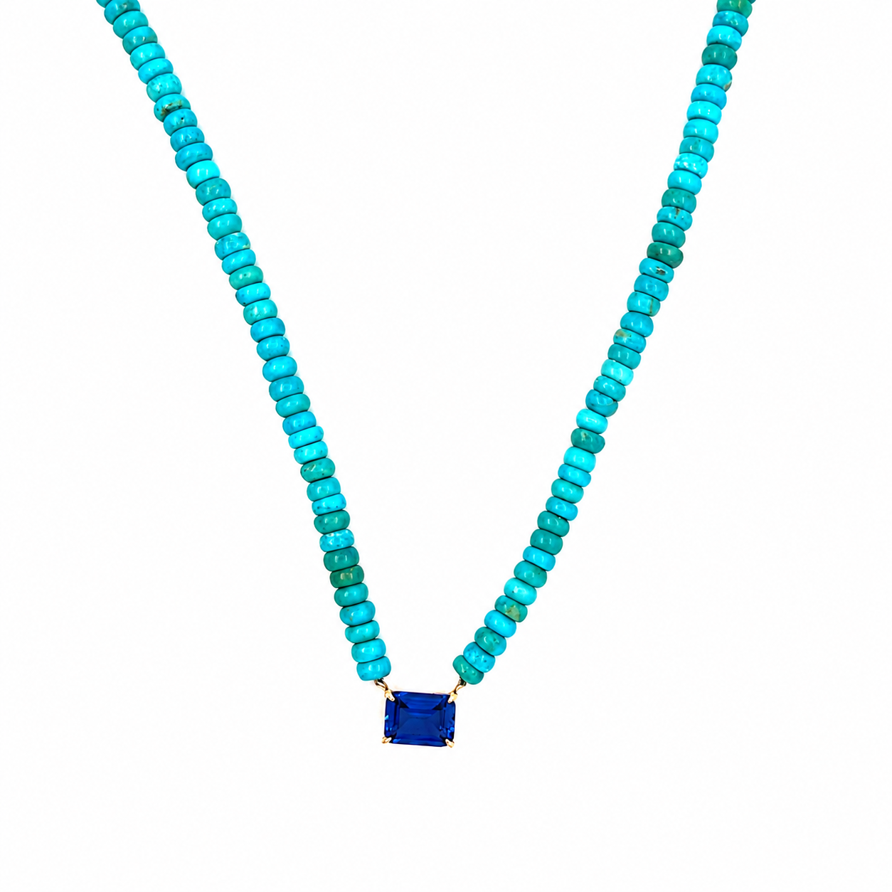 Blue Sapphire + Turquoise Beaded Necklace