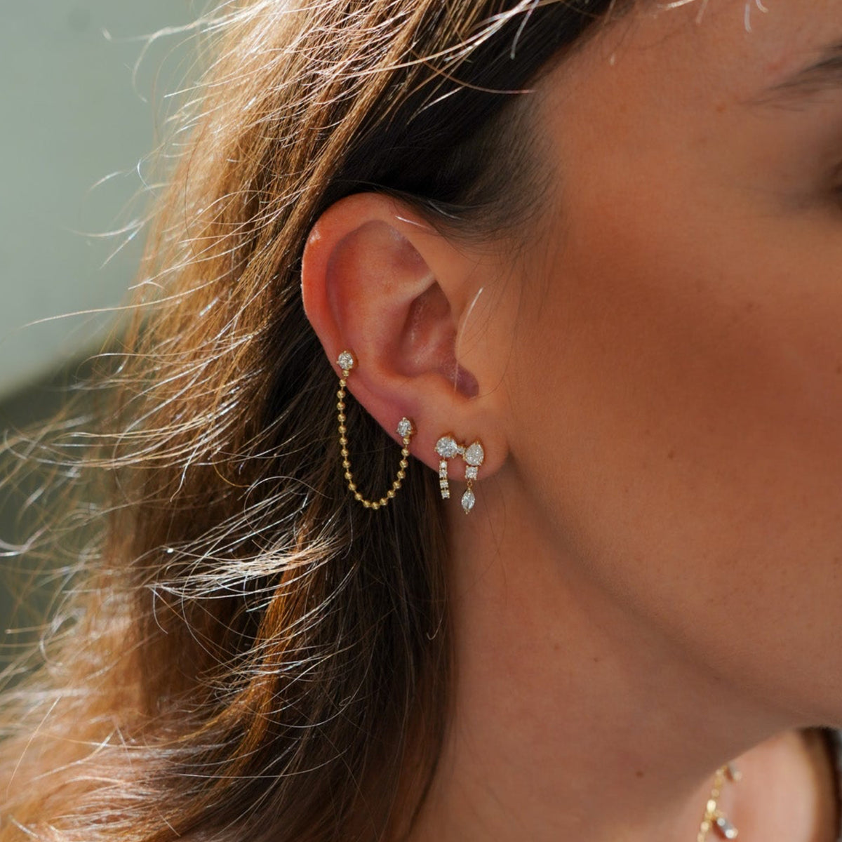 Double Drop Diamond Earrings