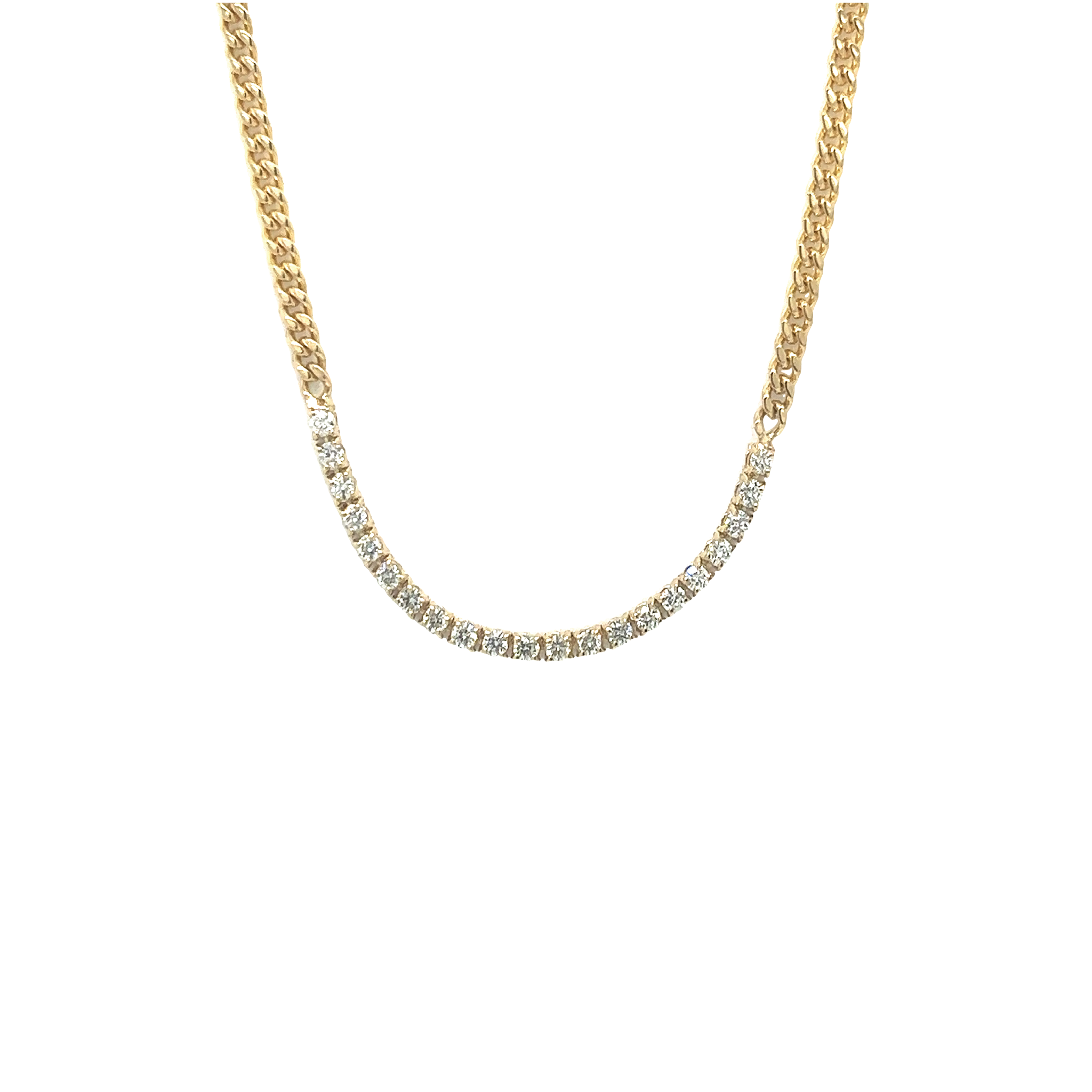 Mini Diamond Line Curb Chain Necklace