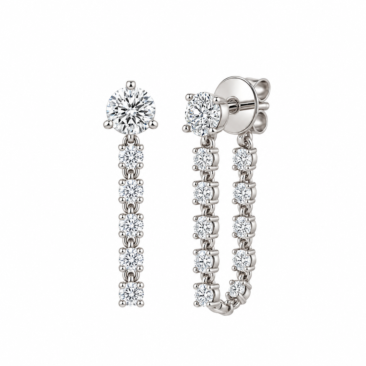 Diamond Chain Loop Earrings